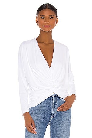 Susana Monaco Women's store Knotted Front Tee in Sugar /White in Large