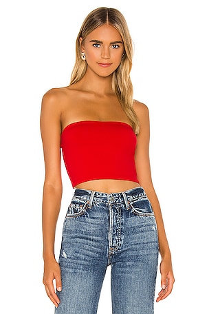 NBD Topaz Bandeau Top in Red Orange - Red. Size XL (also in L, M, S, XS, XXS).