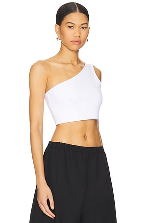 Susana Monaco One Shoulder Crop Top in White
