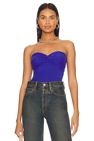 Love the Label Valeria Corset Top in Denim Patchwork