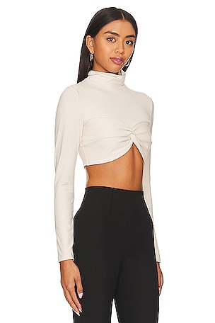 Susana Monaco Twist Mock Neck Crop Top in Ivory