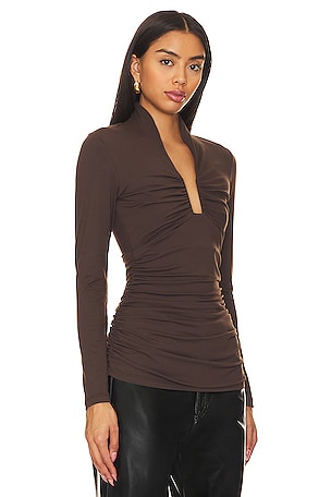 Susana Monaco Square Wire Gathered Top in Brown