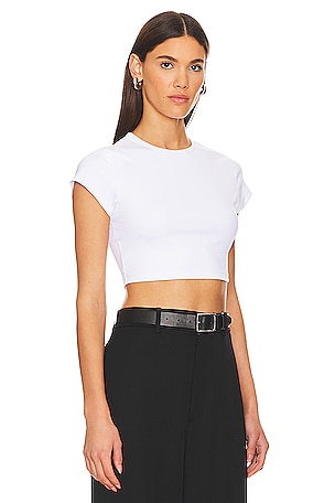 Susana Monaco Ribbed Crop Tee in White