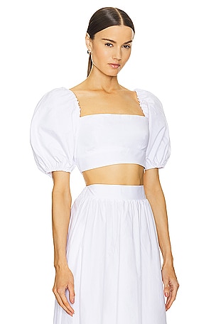 Susana Monaco Puff Sleeve Top in White