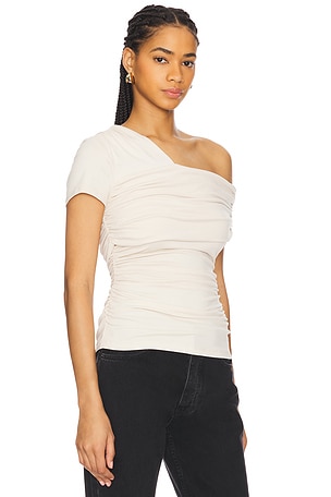 Susana Monaco One Side Off Shoulder Top in Beige