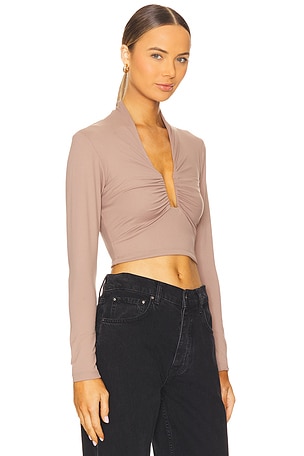 Susana Monaco Square Wire Long Sleeve Top in Brown