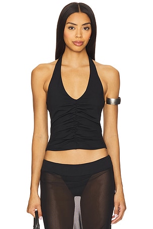 Center Gathered Tie Halter Top Susana Monaco