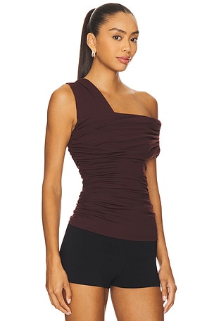 Susana Monaco One Arm Gathered Top in Burgundy