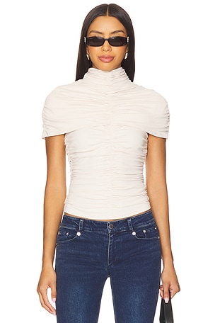 Mock Neck Overlay Gathered Top Susana Monaco