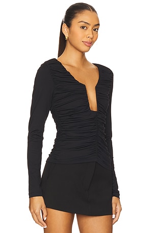 Susana Monaco Square Wire Gathered V Top in Black