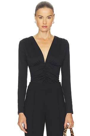 Gathered V Long Sleeve Top Top Susana Monaco