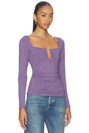 Susana Monaco Square Wire Long Sleeve Top in Purple