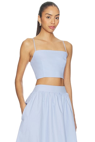 Susana Monaco Poplin Smocking Back String Top in Baby Blue