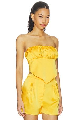 Susana Monaco Satin Scarf Tube Top in Yellow