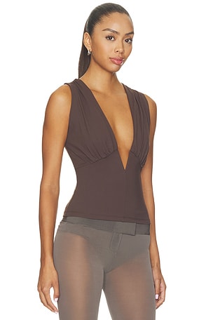 Susana Monaco Low V Wire Tank in Brown