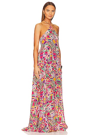 SWF Halterneck Maxi Dress in Fuchsia