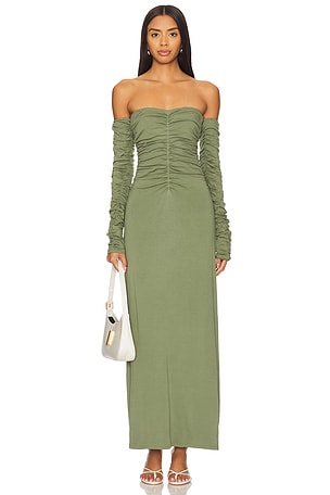 Ruched Long Sleeve Maxi Dress SWF