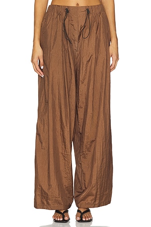SWF Parachute Draped Wide-Leg Pant in Brown. Size XS. Also