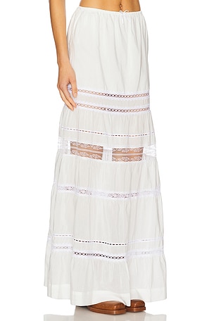 SWF Tiered Lace Maxi Skirt in White