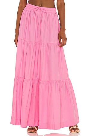 Drawstring A Line Tiered Maxi Skirt SWF