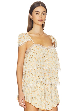 SWF Lace Trim Babydoll Top in Cream