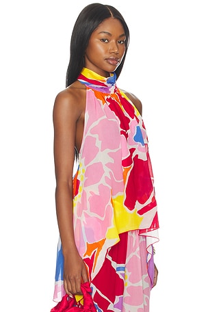 SWF High Neck Flare Top in Red, Pink