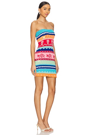 Tach Clothing Salma Knitted Mini Dress in Blue,Coral