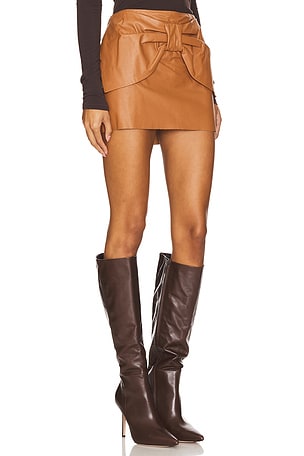 Tach Clothing Soleil Leather Skirt in Brown