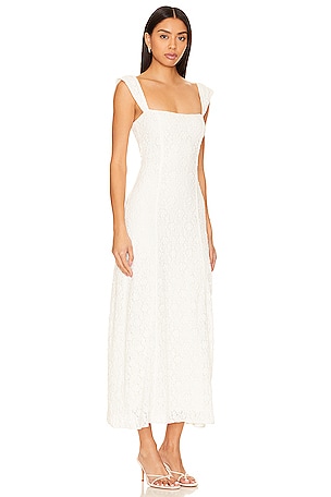 ROTATE Lace Wide Strap Dress in White