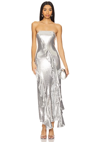 Sequin Maxi Ruffle Dress ROTATE