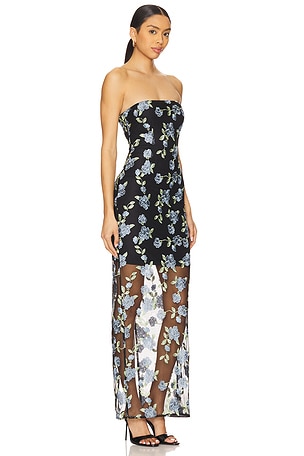ROTATE Flower Mesh Tube Dress in Black