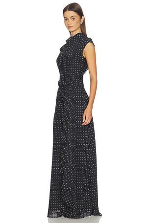 ROTATE Long Dress With Tie in Black