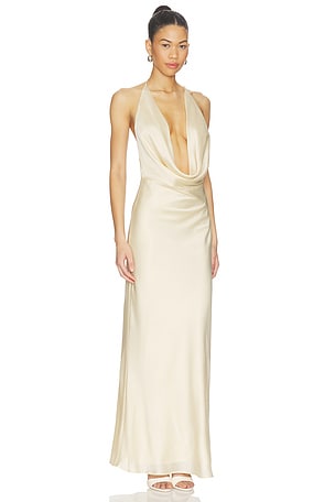 ROTATE ROBE CHIFFON HALTER en Jaune