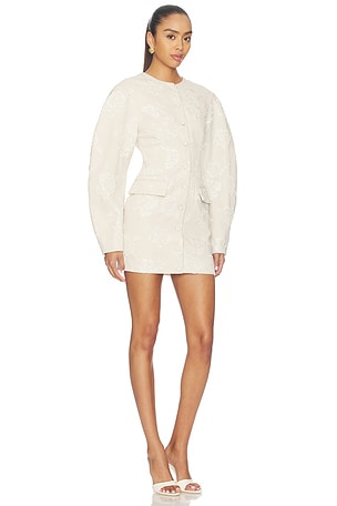 ROTATE Jacquard Tailored Dress in White. Size 42. Also