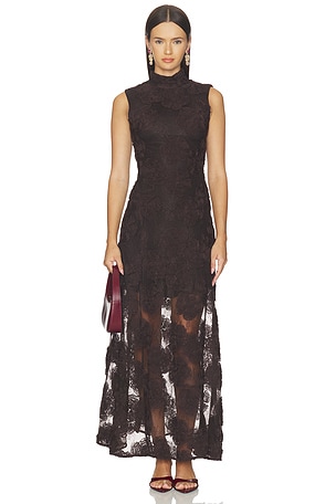 3d Flower Maxi Dress in Mol� ROTATE