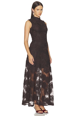 ROTATE 3d Flower Maxi Dress in Mol� in Brown. Size 38. Also