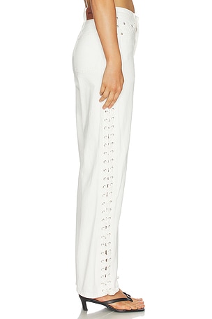 ROTATE Loose Fit Laced Jeans in White