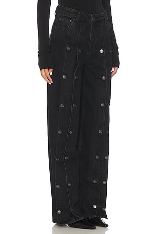ROTATE Dixie Button Wide Leg in Black