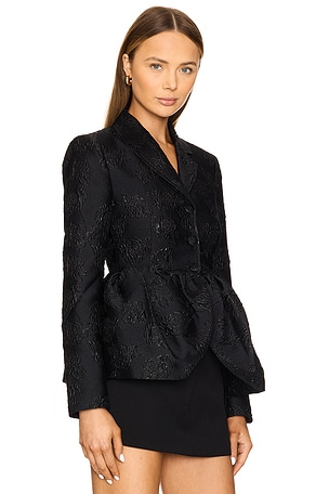 ROTATE Jacquard Draped Blazer in Black