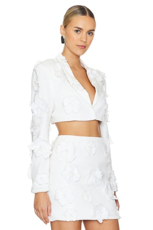 ROTATE Sequin Flower Blazer in White