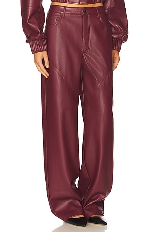 ROTATE Mid Waisted Piping Pant in Burgundy