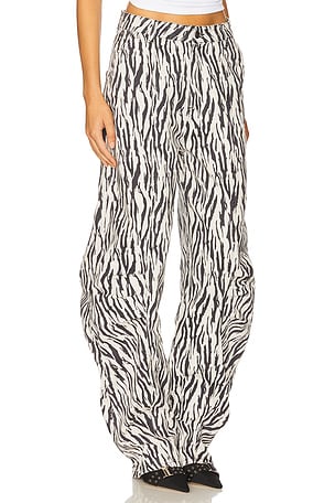 ROTATE Printed Twill Cargo Pants in Black,White