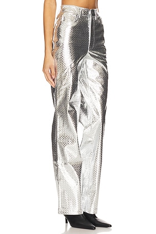 ROTATE Braided Straight Pants in Metallic Silver