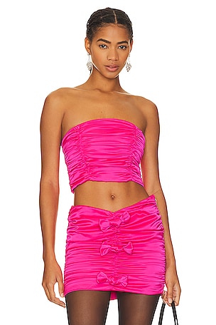 SPRWMN Suede Micro Tube Top in Hot Pink