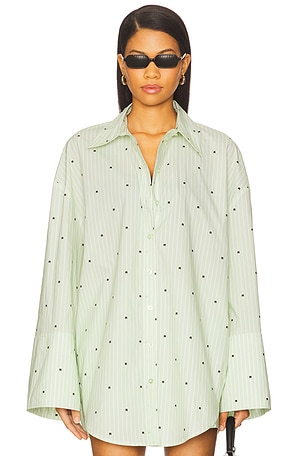 ROTATE Poplin Oversized Shirt in Green