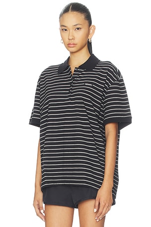 ROTATE Pique Short Sleeve Polo in Black