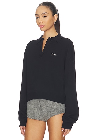 ROTATE Slinky Knit Polo in Black