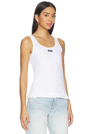 ROTATE Ruffle Hem Tank Top in White