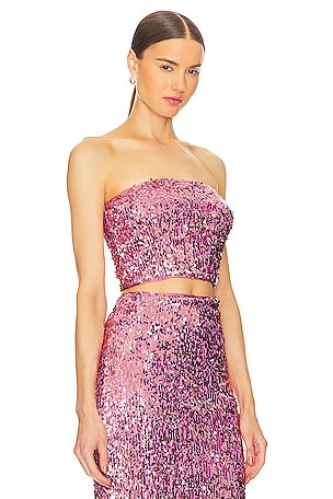 ROTATE Sequin Crop Top in Pink