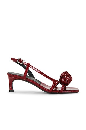 Mid Heel Knot Patent Croc Strappy Sandal ROTATE